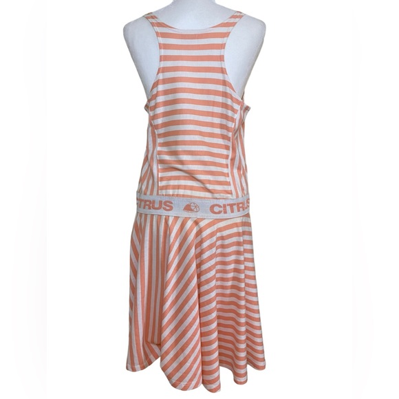 VINTAGE CITRUS SUNDRESS Peach and White Size L Fit and Flare Style Pastel Orange - Picture 7 of 9